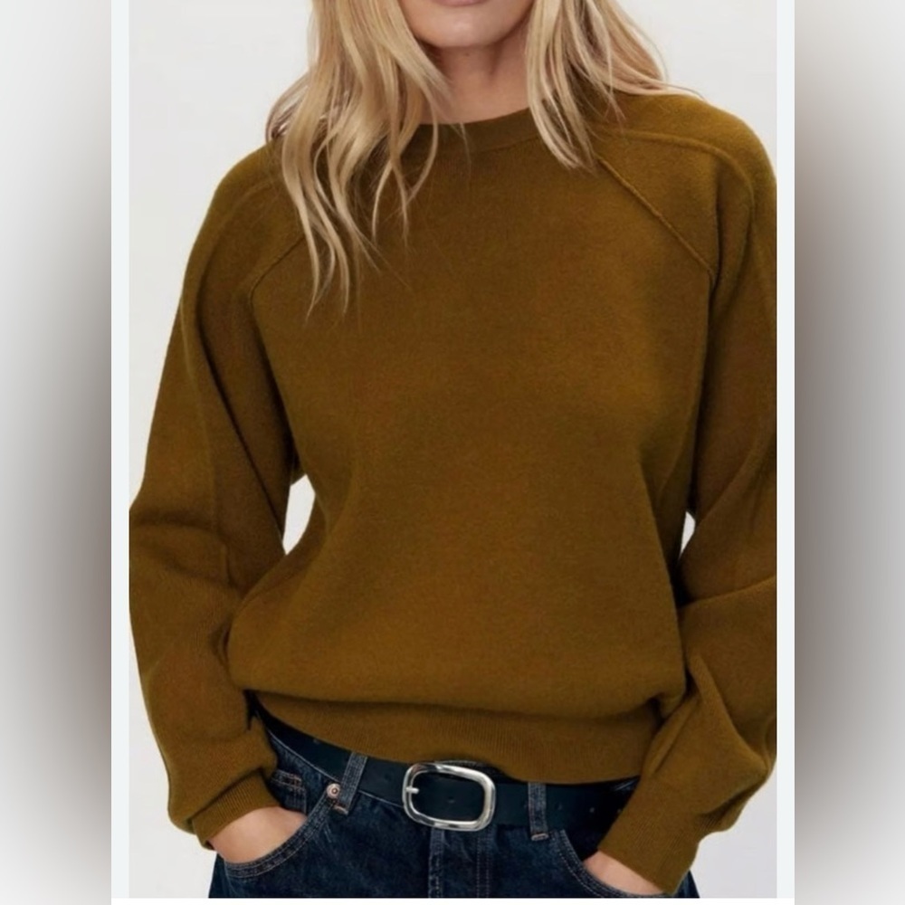 Zara Cropped Seam Detail Sweatshirt Size Small